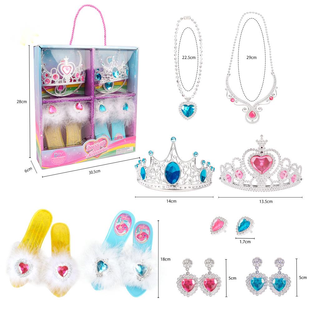 Dress Up Toy Girl Glass Slipper Necklace Earrings Toy Jewelry Set