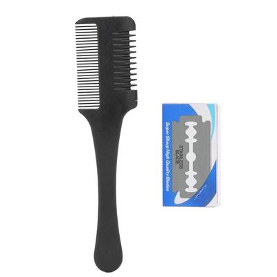 Peine Navaja para Cabello Cuchillas de Afeitar de Doble Filo Removibles Profesional DIY Peine para Entresacar Cabello