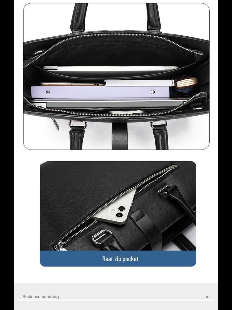 Men's Large Capacity Business Briefcase and Shoulder Messenger Bag