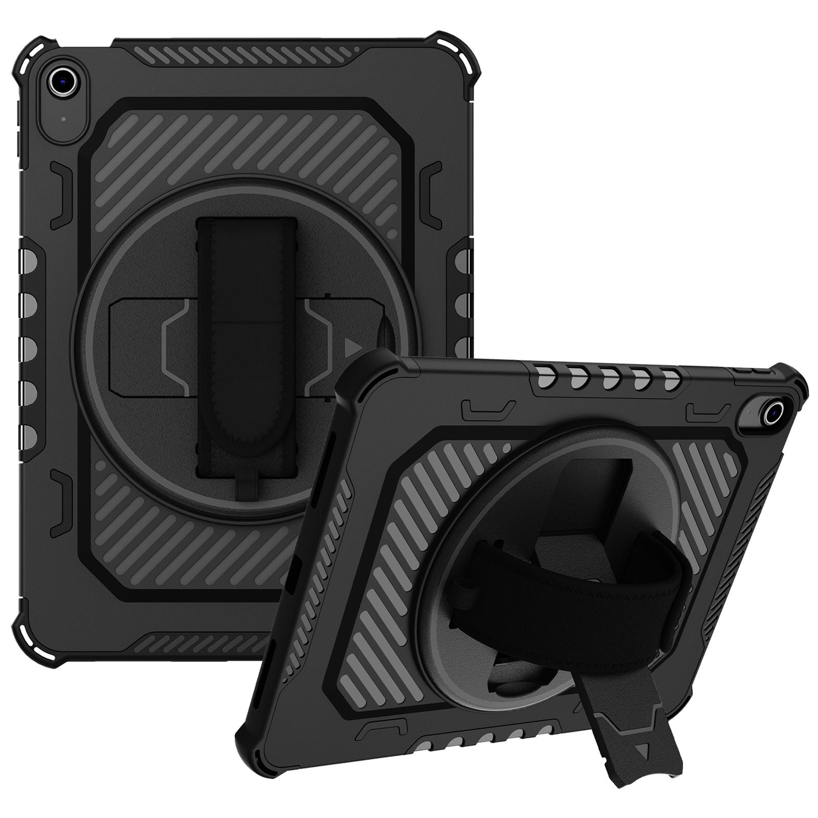 

Для iPad Эйр 11 (2025)/(2024) Чехол-подставка PC+TPU Противоударная накладка для планшета с ремешком для руки Black