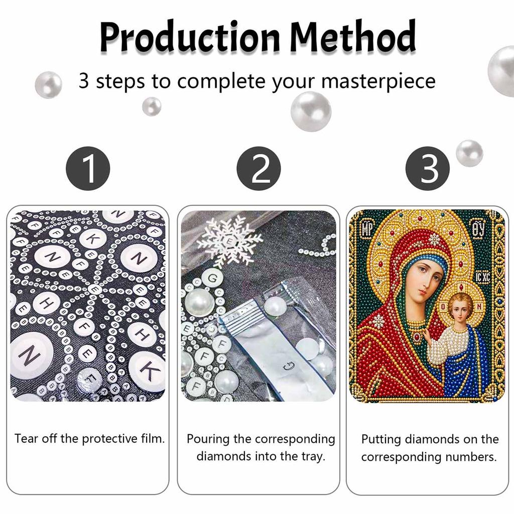 DIY 3D Pearl Diamond Painting Art Set Virgin Mary Religious Home Decor Art Set Wall Art
