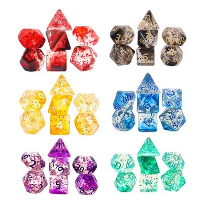 7 Pieces Multi-Sided Acrylic Dices Set Polyhedral Dices Double Color Table Game Dices Easy To Read Number Durable