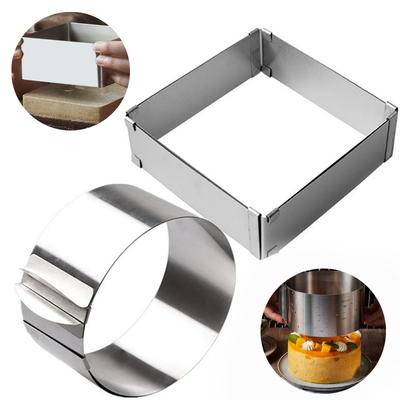 Adjustable Round Square Cake Ring Mold Retractable Mousse Cake Ring Stainless Steel Circle Baking Ring Cake Tools