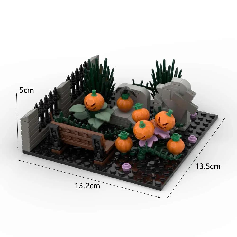 MOC Halloween Haunted House Building Block Toy Set DIY Assembly Horror Cemetery Scene Building Combination Party Decoration Gift