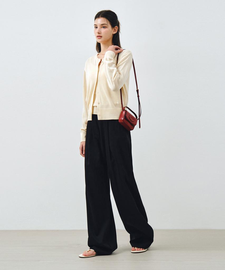 MONGDOL Essential One-Tuck Wide Pants Black Mdpt049Black