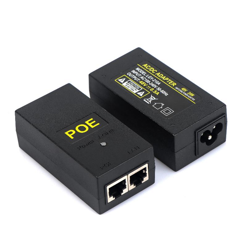 1Pcs Desktop Poe Power Injector Ethernet Adapter Surveillance Cctv For Ip Camera Power Supply 24V 1A 48V 0.5A 24W