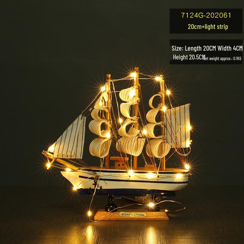 Wooden Pirate Ship Model: Small Boat Ornament for Office or Room Decoration