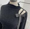 Korean Style Off-Shoulder Bow Slim Fit Long-Sleeve Women's Top