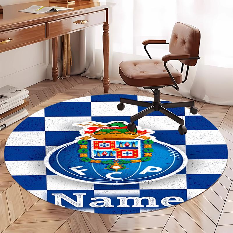 Custom Name FC Porto Printed Round Rug Carpet Chair Rug Area Rug Entryway Doormats,for Office Chair Living Room Bedroom Kitchen Room.