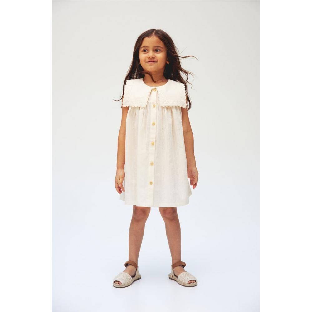 

Хлопковое платье с воротником HM кремового цвета