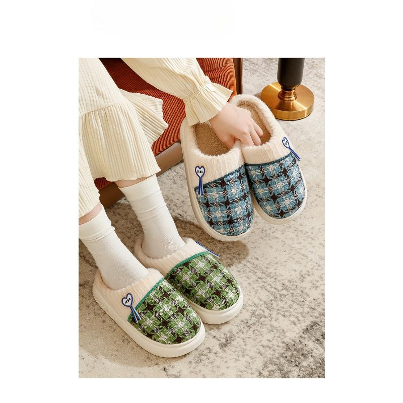 Thick Soled Cotton Slippers for Home Warmth and Non-slip