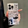 Square Black and White Hand-painted Puppy for iPhone 16/15 Pro Max Phone Case 14 Plus Transparent 13 Cross-border 12 11 Soft
