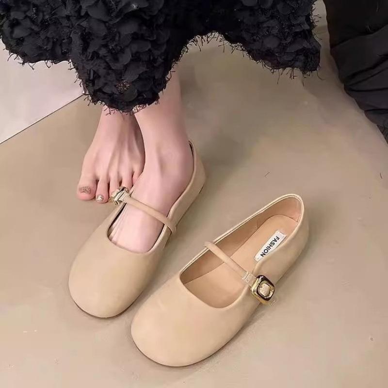 Summer Thin Real Soft Leather Breathable French Mary Jane Shoes Soft Sole Women's Shoes Shallow Mouth Single Shoes with Skirt Small Leather Shoes