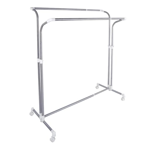 BAOYOUNI Balcony Drying Rack, Clothes Drying Stand with Casters, Extra Large Laundry Dryer with Stainless Steel Wrapped Pipes and Rust-Resistant Treat