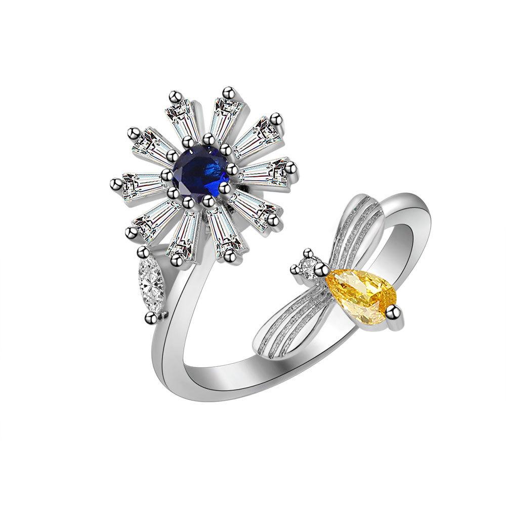 Bague de haute qualité distinctive avec paillettes et lustre personnalisés pour femme, bijoux de main rotatifs et réglables personnalisés, tendances de la mode des doigts