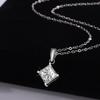 Hot Selling Cross‑border S925 Sterling Silver Princess Cut Moissanite Pendant Necklace for Women, Clavicle Chain, Valentine's Da