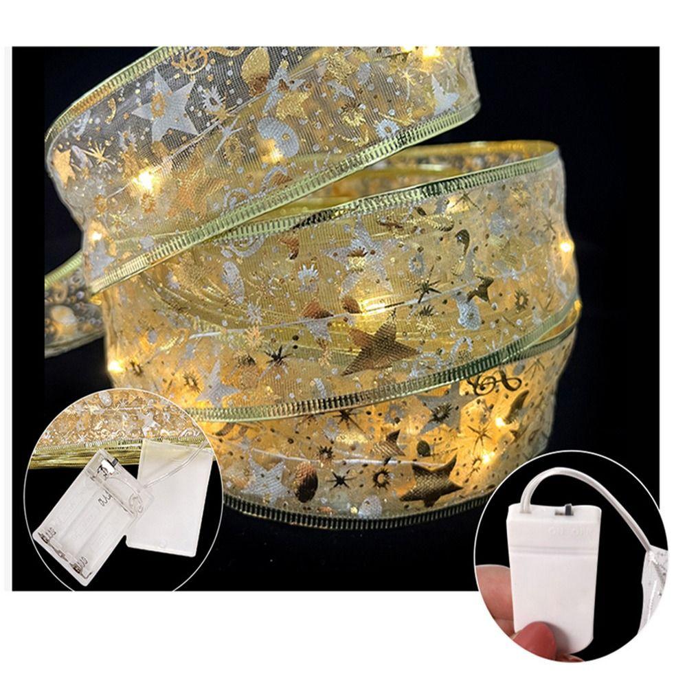 5/10M Xmas LED Light Strip Lace Bows Christmas Decoration Light  Window Display
