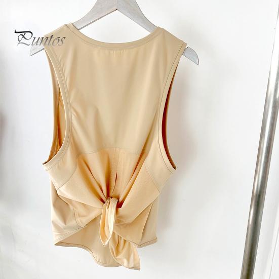 

Женский спортивный топ из сетки, отличная воздухопроницаемость, без рукавов, с круглым вырезом, на шнуровке, с разрезом подол, свободный однотонный пуловер, быстросохнущий женский жилет для фитнеса и тренировок L белый