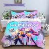 kpop hunter Pattern Bedding Quilt Set Quilt Cover Pillowcase Home Decoration Birthday Gift (1 * duvet cover + 2 * pillowcase, without core)