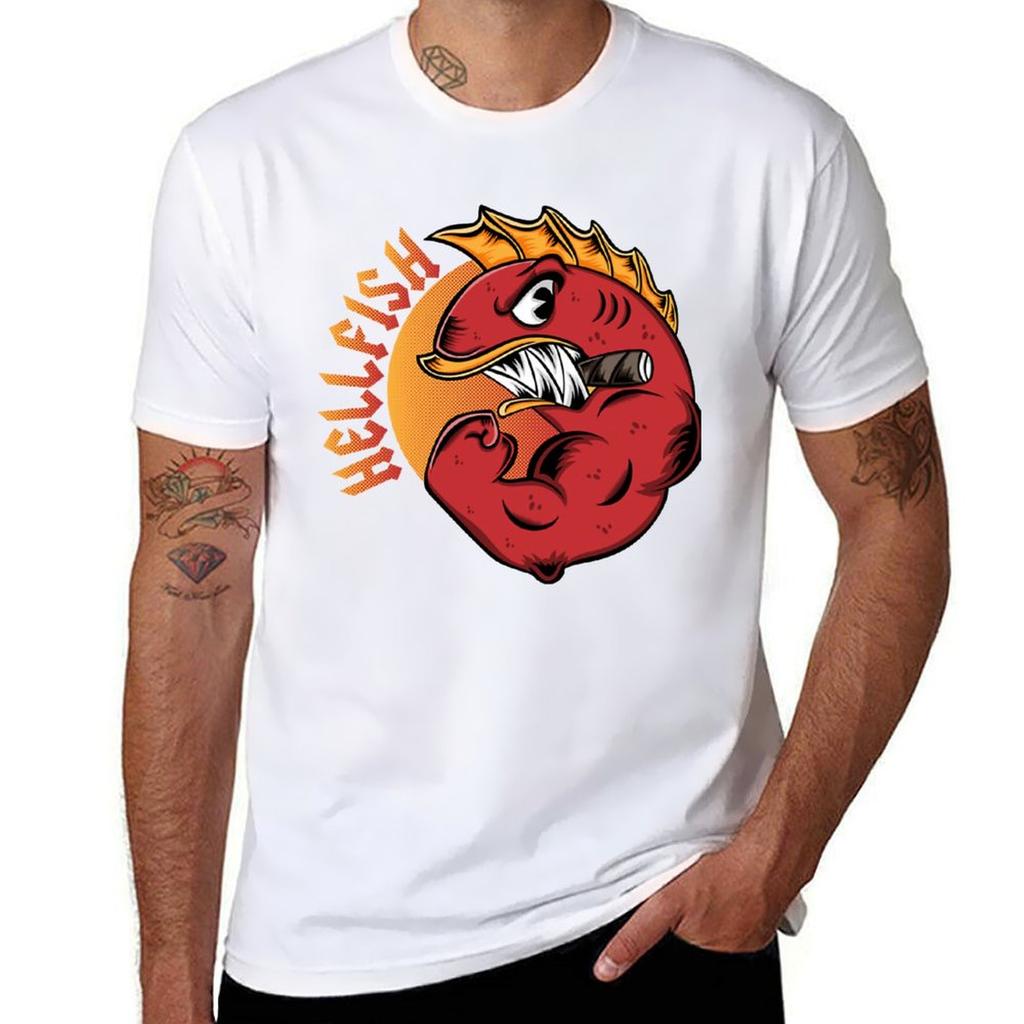 The Hellfish Rock Style TShirt Soft Basic Cotton Short Sleeve Tee