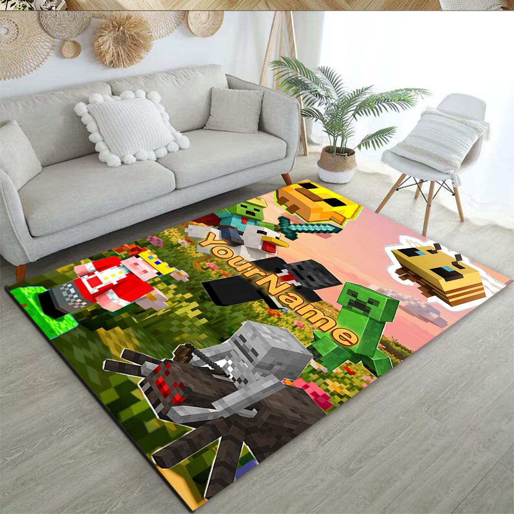 Minecraft 56 Customizable Name Carpet Perfect for Outdoor Decorate room Playrooms Dining Room Anti-slip Rug Office home decor Birthday/Christmas Gift