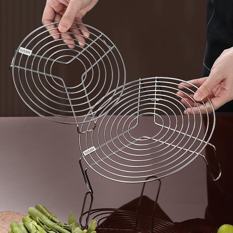 304 Stainless Steel Round Steamer Rack Kitchen Multifunction Pot Steaming Tray Dumplings Eggs Grill Stand Pressure Cooker Trivet