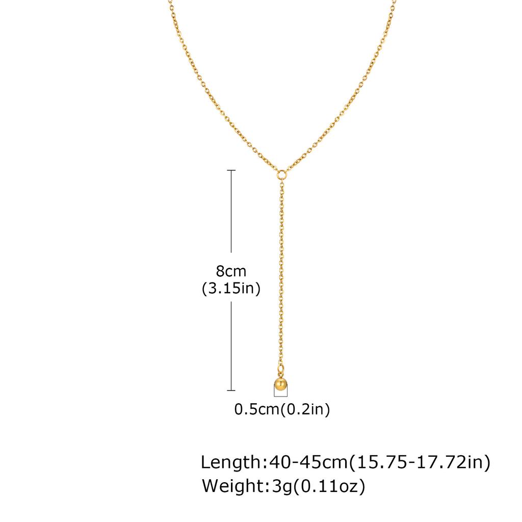 Stainless Steel Y Shape Pearl and Cubic Zirconia Pendant Neckalace For Women, Minimalist Personal Gold Plated Jewelry