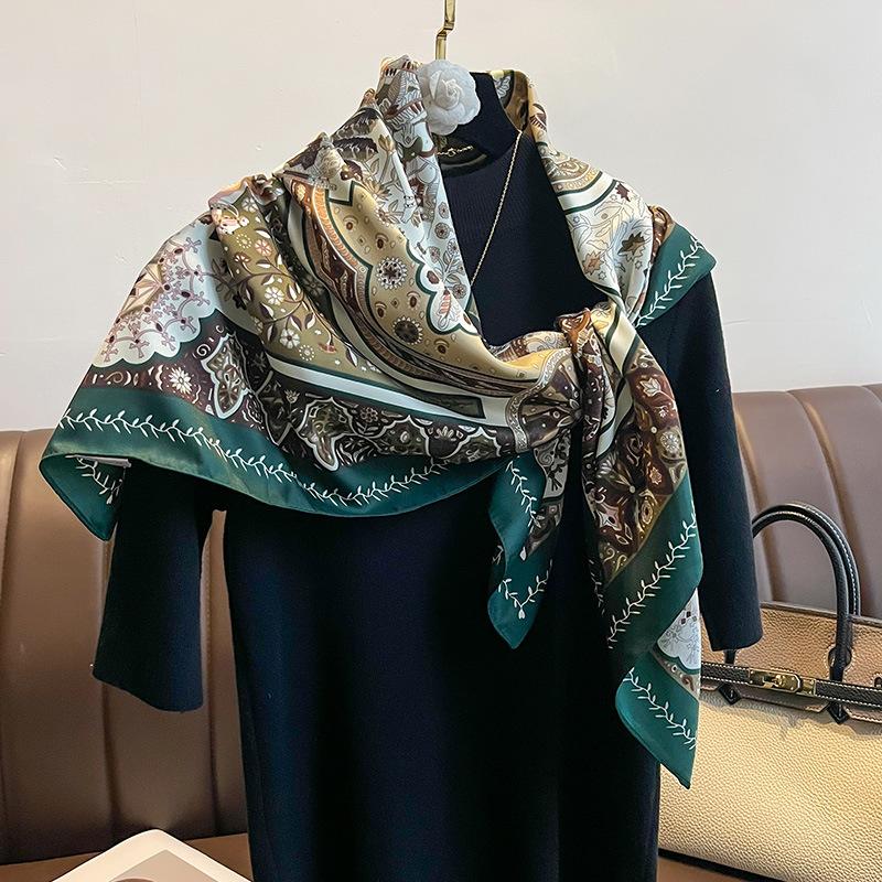 Korean New Style Big Square Scarf Scarf for Women Versatile Spring and Autumn Summer Thin Style Paired with Suit Shawl Scarf