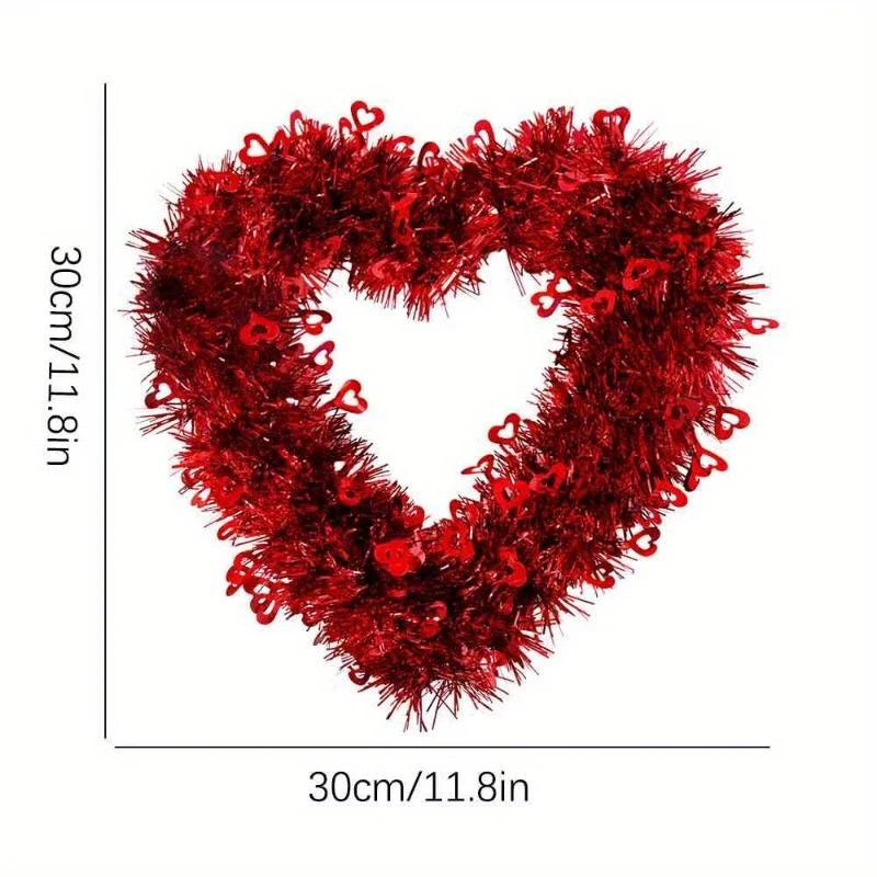 

Top Quality 1PCS Valentines Red Heart Shaped Wreath Decorative Hanging Love Garland for Wedding Engagement Window Decoration