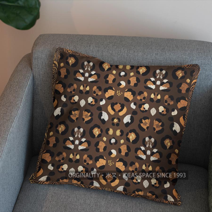 2D Exotic Leopard Head Pillowcase With Ornate Design Pattern Cushion Cover Suitable For Sofa Bedroom Car Pillow Cover