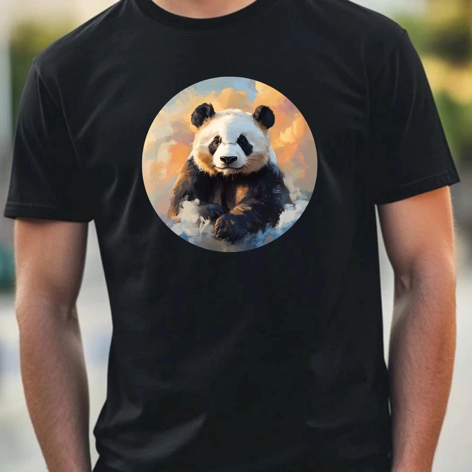 T-Shirt Herren Panda Portrait Motiv Baumwolle Größe XS bis 5XL XXXL