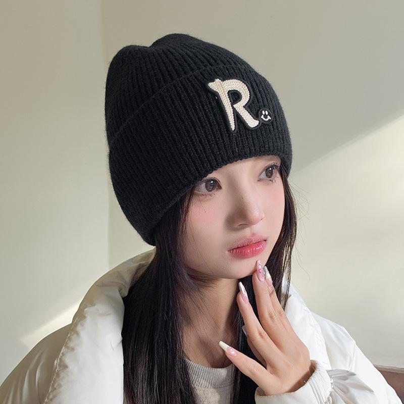 Versatile Knitted Hat for Women Ins Sweet and Cool Simple Autumn and Winter Woolen Hat Thickened Warm Ear Protection Cold Hat for Men