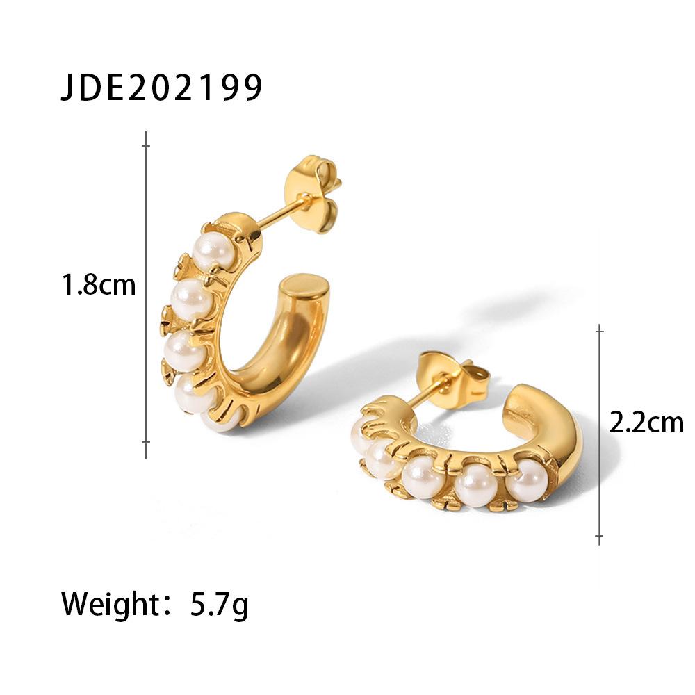 

Stainless steel c-shaped earrings, pearl studs, European and American ins earrings, titanium steel does not fade