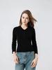 Yangtze Yarn 100% Wool Women's Wave Pattern Long Sleeve Polo Collar Sweater