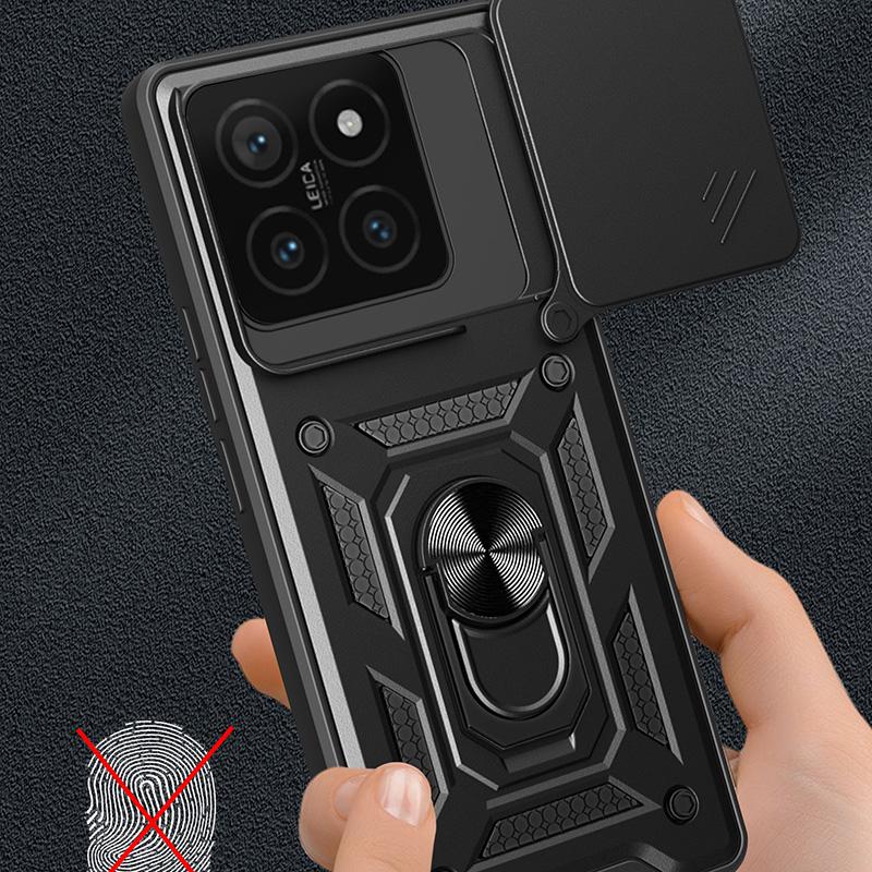 Shockproof Armor Case for Xiaomi Mi 14T Pro 13T 12T 11T with Car Magnetic Ring Holder Phone Cover Protection
