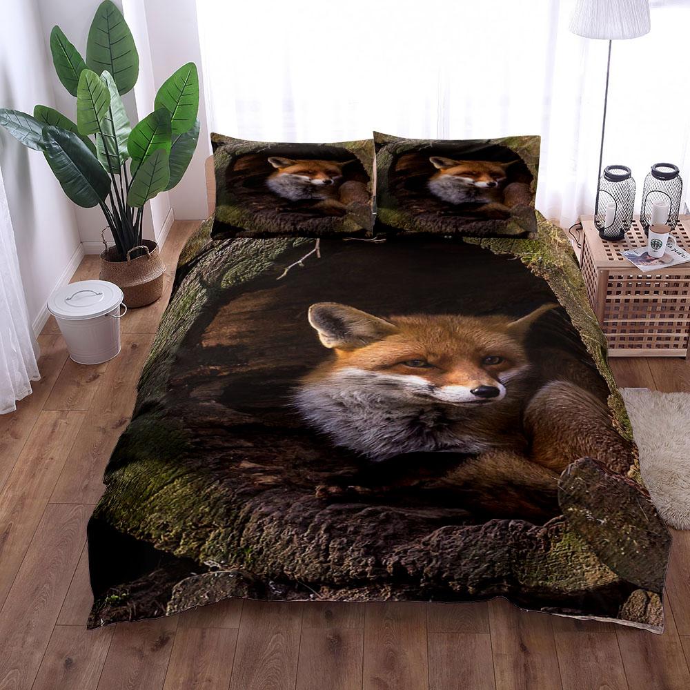 Charming Fox Art Duvet Cover Set King Queen Double Full Twin Single Size Bed Linen Set