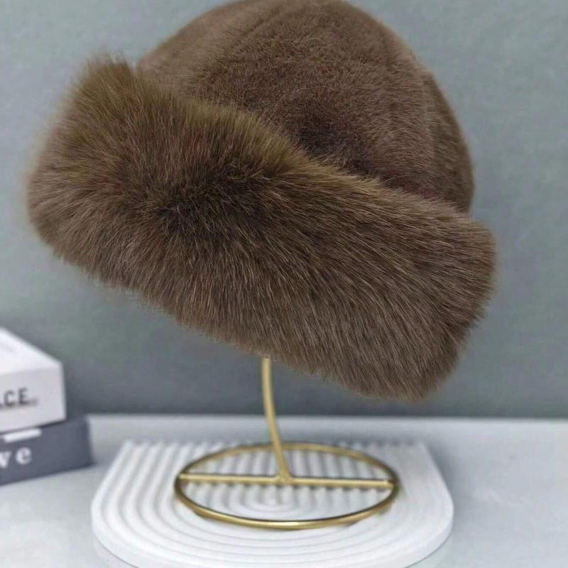 1pc Women Winter Furry Hat, European & Korean Style Warm Headwear, Solid Color Cute & Versatile, Thicker Design