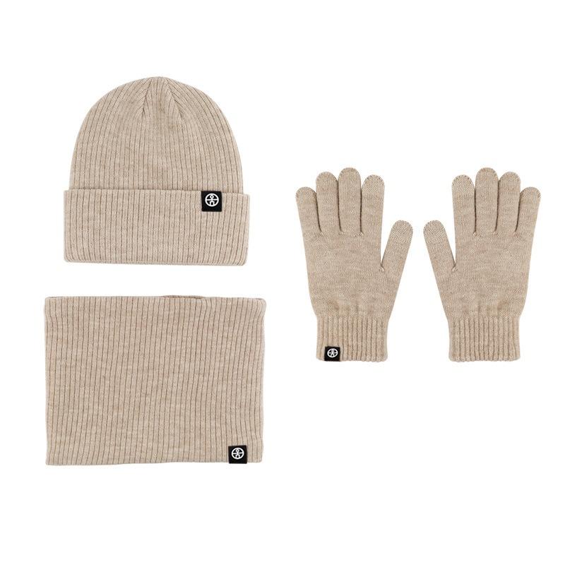 Milk Dragon New Red Set Windproof and Warm German Velvet Self-Heating Knitted Hat Scarf Gloves Three-piece Set