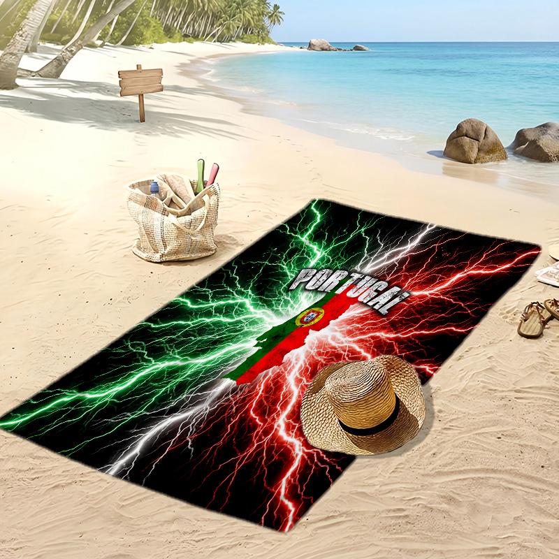 Asciugamano da Spiaggia Stampa Calcio Portogallo Asciugatura Rapida Super Assorbente Morbido Asciugamano da Bagno per Nuoto Spiaggia Viaggio Souvenir Regalo