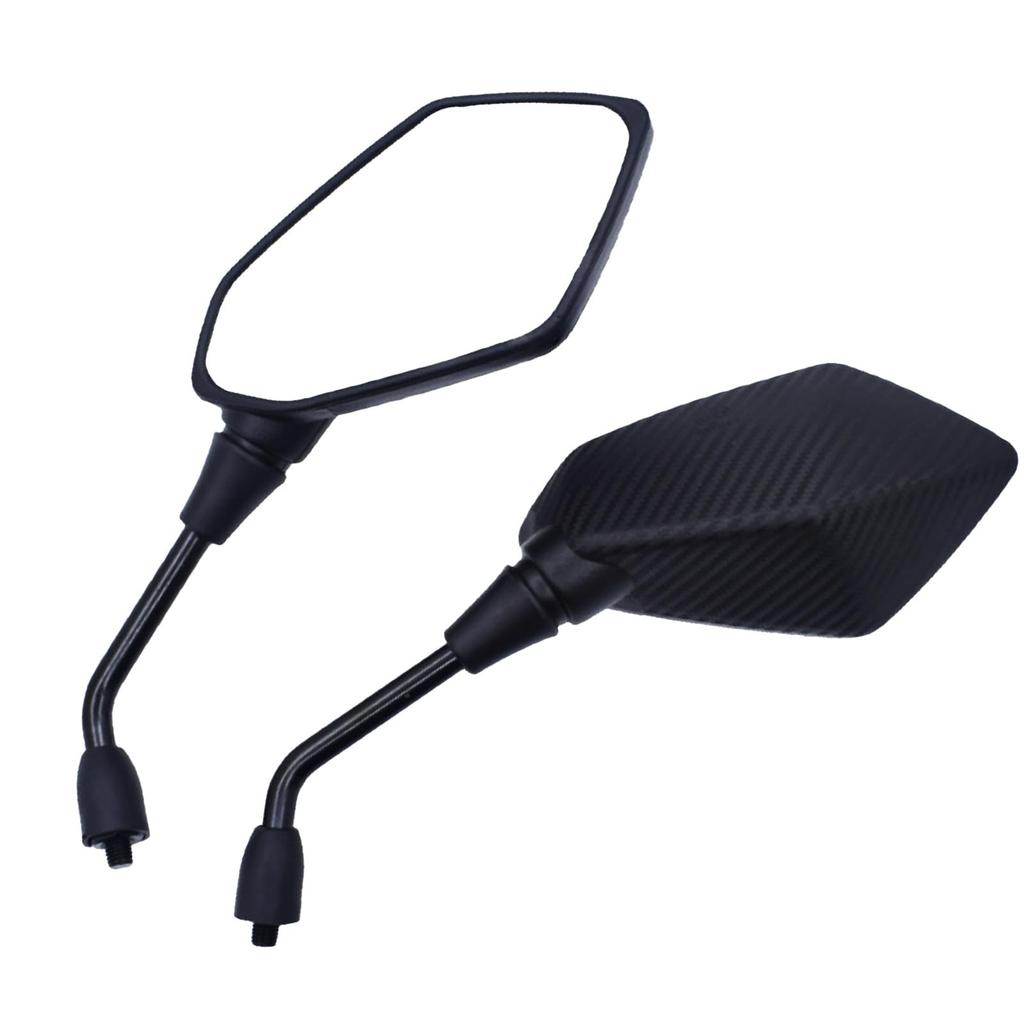 Motorcycle Carbon Set of Left and Right Carbon Mirrors, Right-hand Thread, Black, (10mm Pattern)