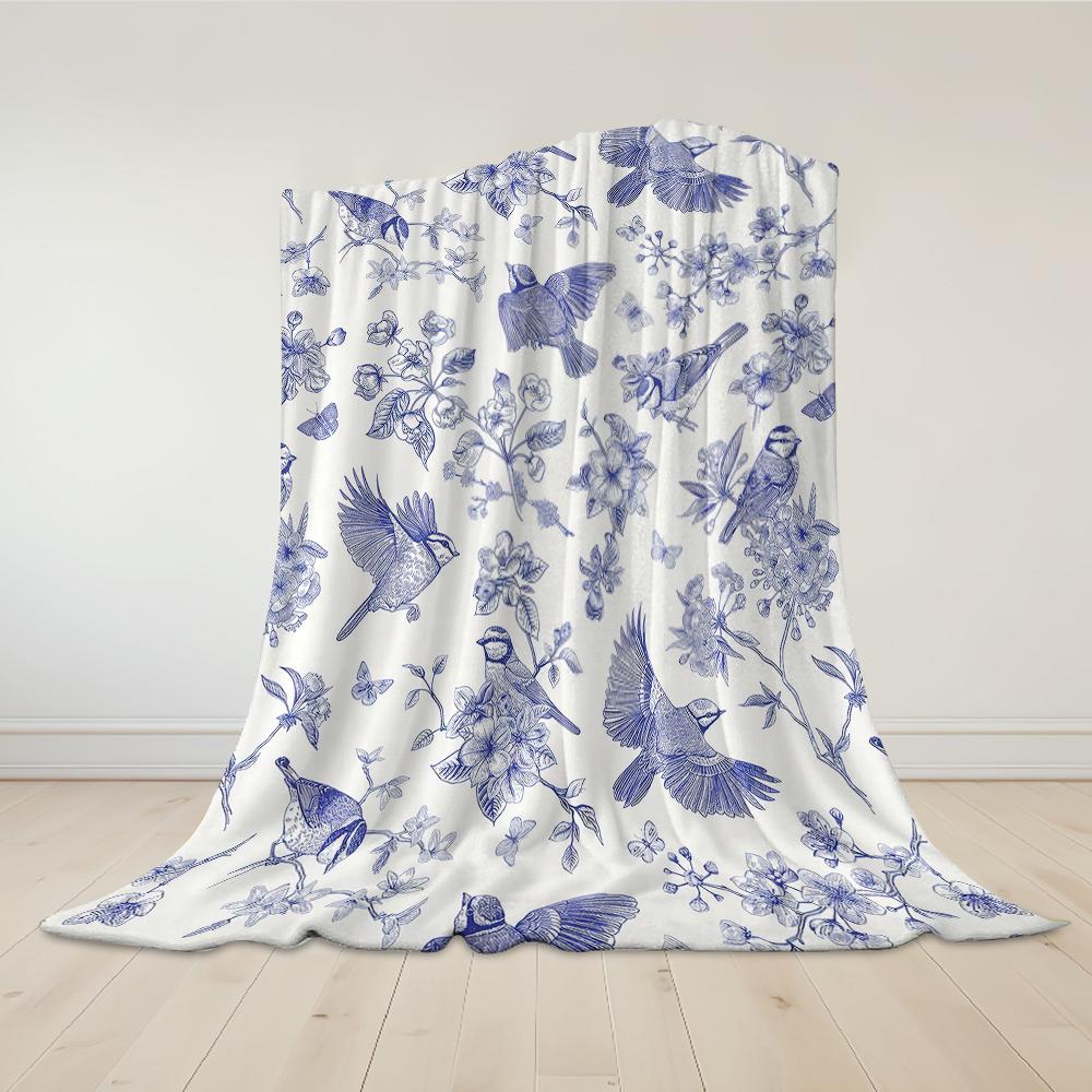 Indigo Bird & Bloom Flannel Blanket Warm Soft Halloween Christmas Couch Warm Cozy Decorative Decor Gift for All Season