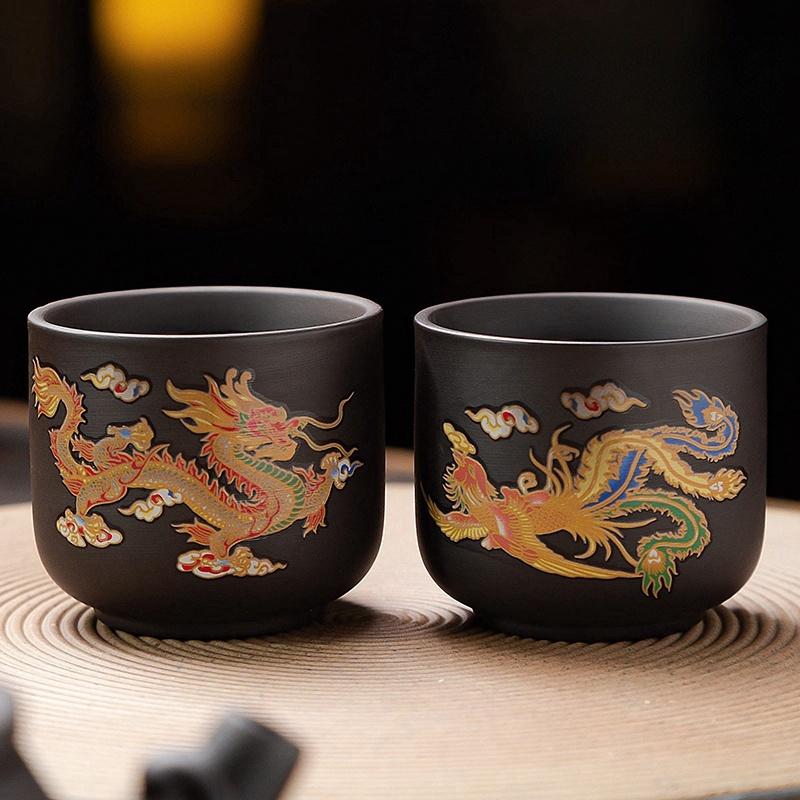 Yixing Purple Clay Pot Household Chinese Dragon and Phoenix Tea Cup