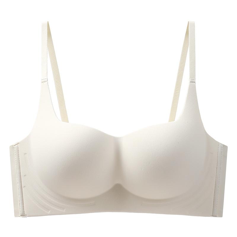Thin and seamless cloud feeling one-piece small chest gathered without steel ring upper support soft support breast bra cover