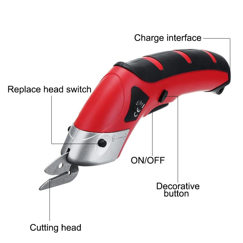 100W 110V-220V Akku-Elektroschere + 2 Klingen Stoff Leder Tuch Schneiden Aufladbare Stoff Nähschere 3.6V