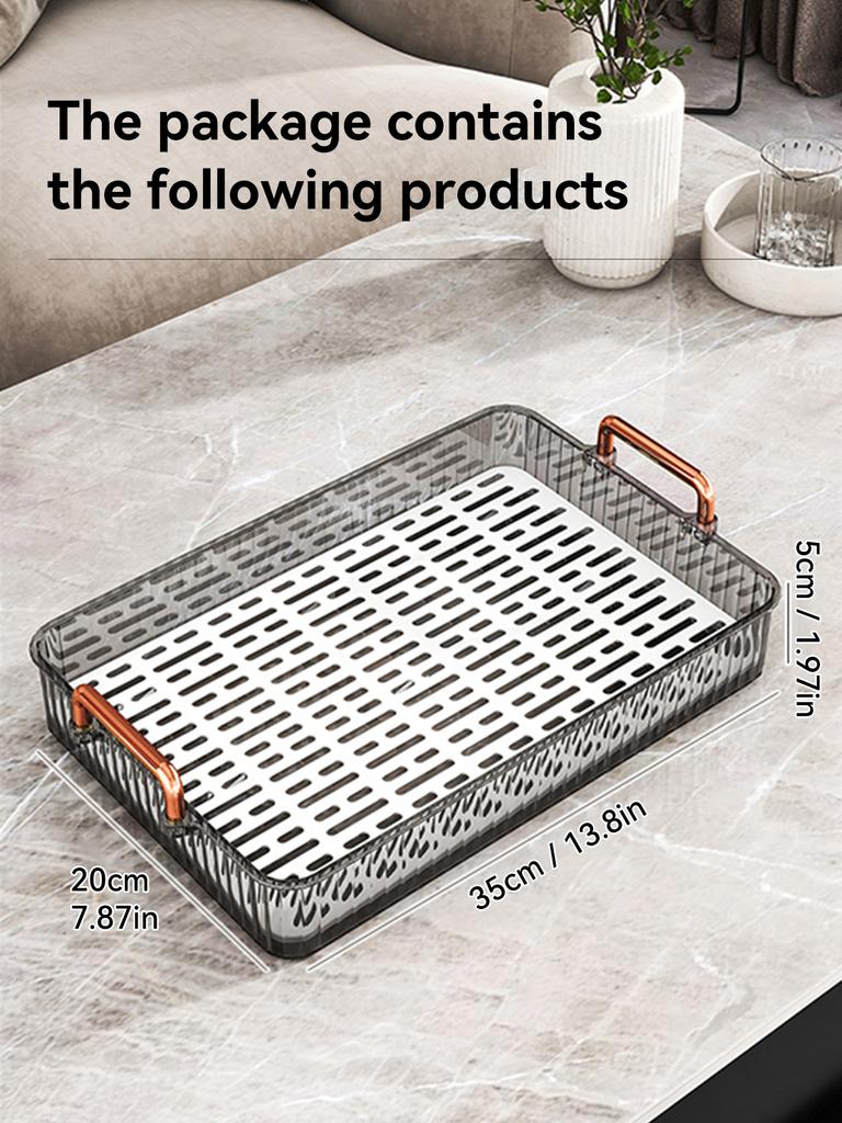 Kunststoff Doppel Schicht Tee Tablett Mit Griff Multifunktionales Rechteckiges Abtropf-Aufbewahrungstablett Zuhause Wohnzimmer Kuchen Obsttablett