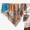 Pastoral Floral Velvet Double-sided Scarf 91 Large Square Scarf Women's Summer Travel Photo Silk Scarf Sun Protection Shawl