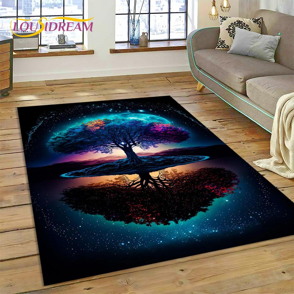 Tree of Life Nature Viking Yggdrasil Norse Rug Carpet for Living Room Bedroom Decor,Non-slip Decoration for Sofa Doormat Gift