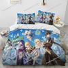 Anime Genshin Impact Game Bedding Set Duvet Cover Bed Set Quilt Cover Pillowcase Comforter king Queen Size Boys Adult Bedding