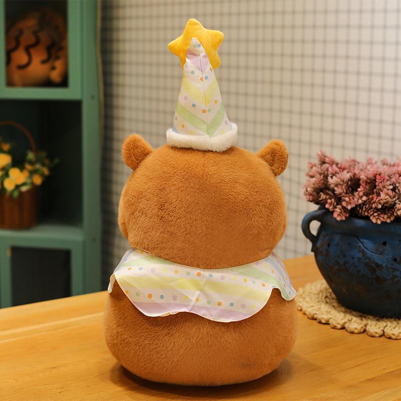 Birthday Capybara Plush Toy Girl Star Hat Doll Party Cloak Kapi Ornaments for Dolls