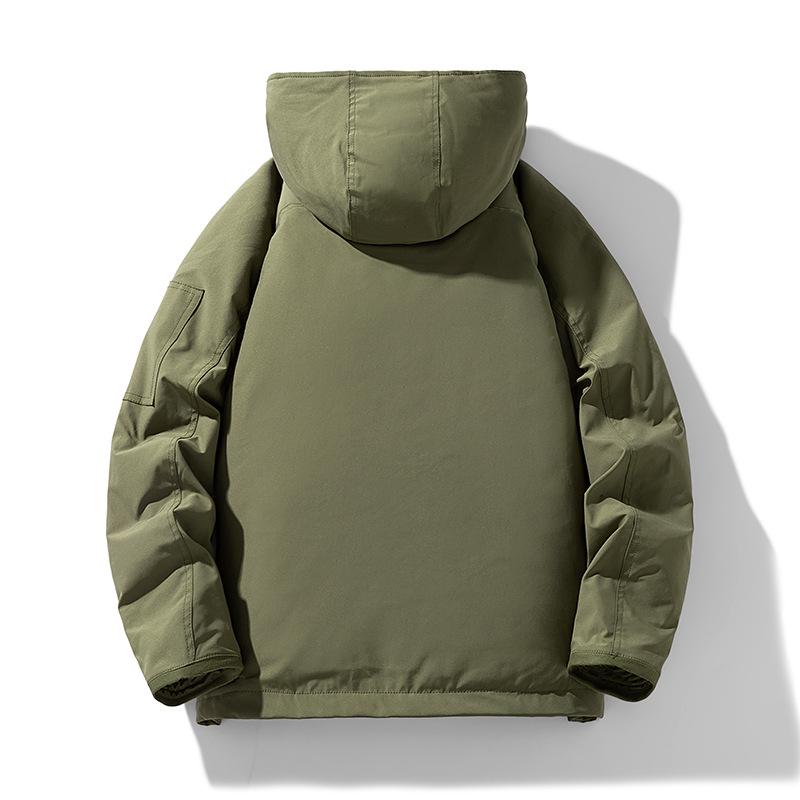 Men's Trendy Workwear Hooded Winter Down Jacket with Multi-Pockets